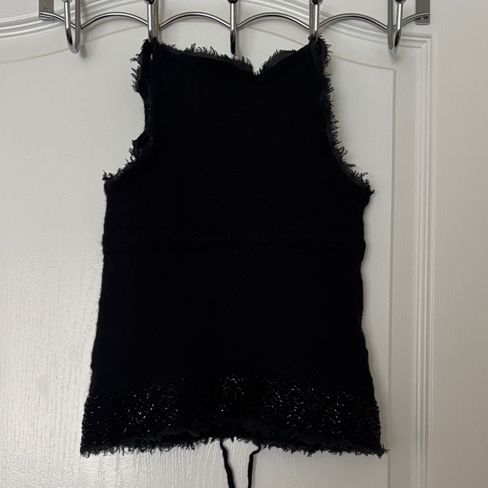 J. Crew Black Frayed Edge Tank Top - Picture 3 of 4